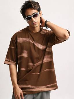 MANIAC - Brown Cotton APO Printed T-Shirt