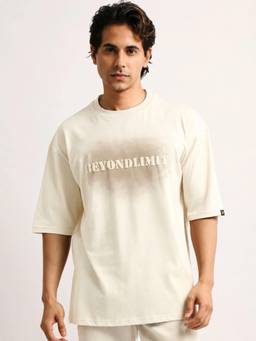MANIAC - Cream Mens Cotton Printed T-Shirt