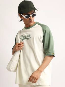 MANIAC - Cream Cotton Printed T-Shirt