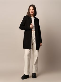 ONLY - Women's Regular Fit Black Overcoat