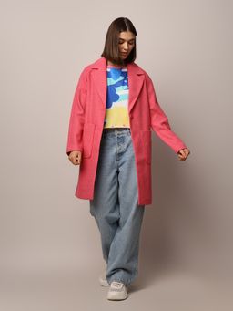 ONLY - Women's Loose Fit Pink Overcoat