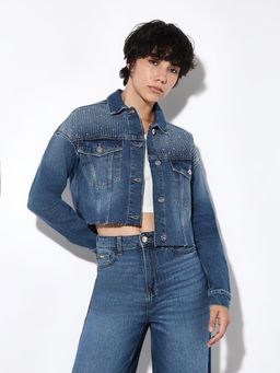 ONLY - Women's Regular Fit Blue Denim Jacket