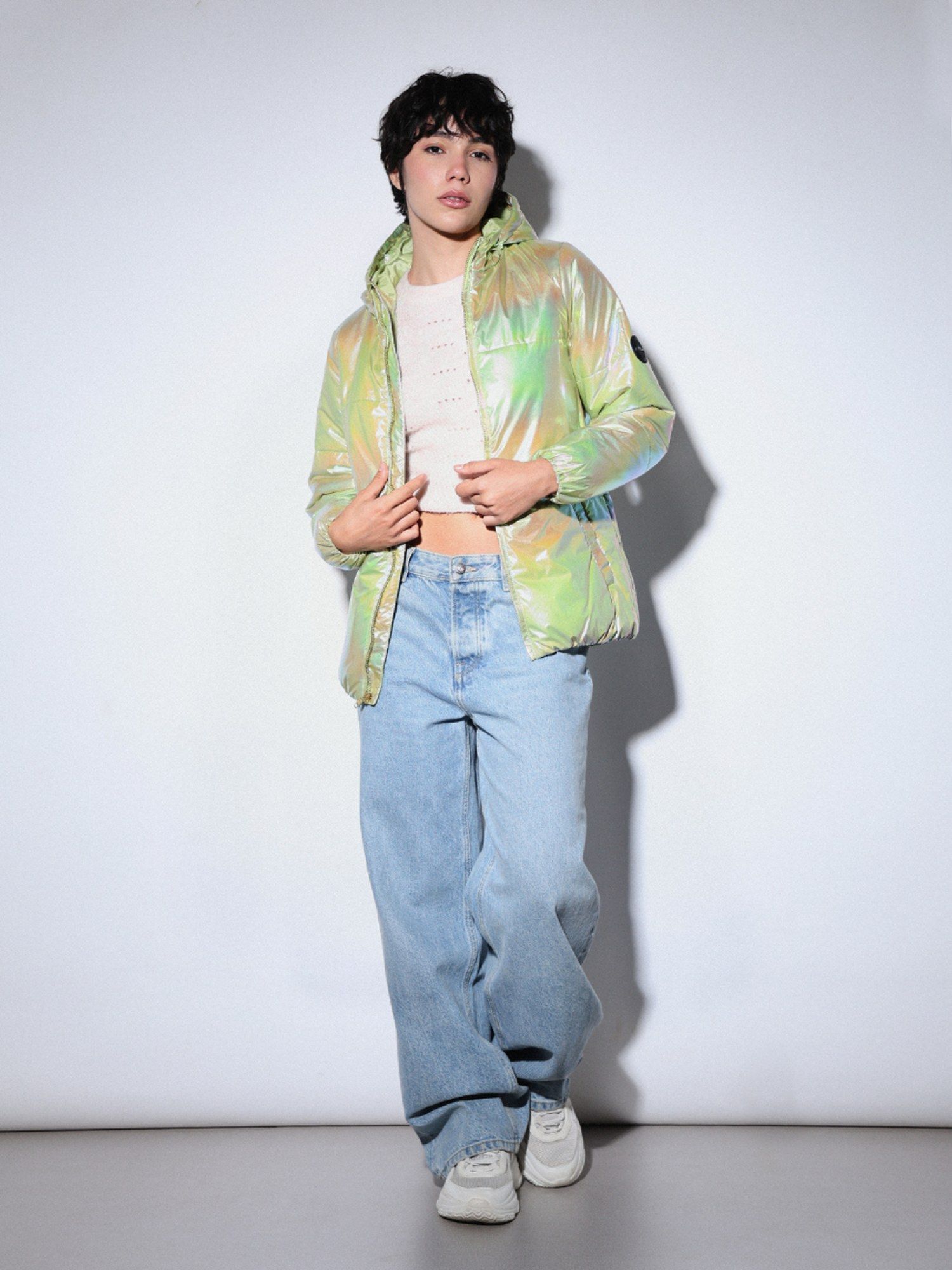 only Women's Regular Fit Green Jacket-picture-13