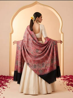 MUFFLY - Women Wool Blend Kani Jacquard Floral Woven Multi-Color Shawl