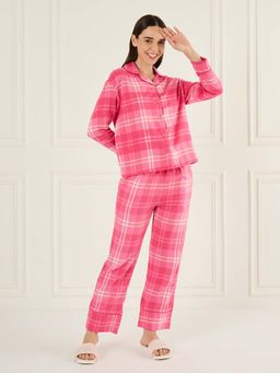 Sweet Dreams - Womens Checks Shirt with Pyjama