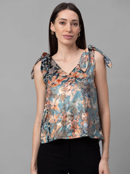 Globus - Women Multi Green Printed V-neck Party Top