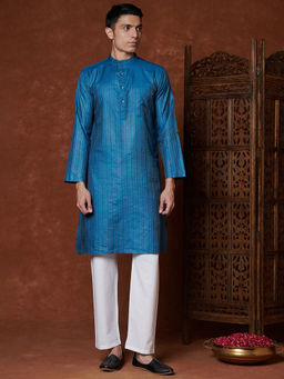 Fabindia - Silk Tusar Spun Striped Long Kurta