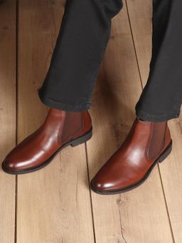 Carlton London - Classic Slip On Brown Chelsea Boots for Men