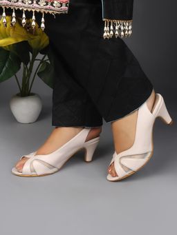 Carlton London - Women Comfortable Beige Sandal Heels