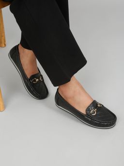 Flat n Heels - Women Black Loafers