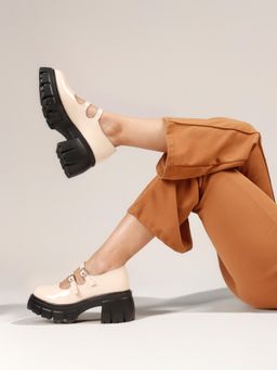 The White Pole - Beige Elegant Heel Loafers for Women