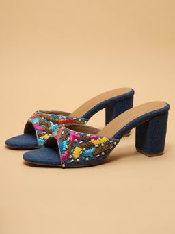 ERIDANI - Umaiza Blue Slip On Heels
