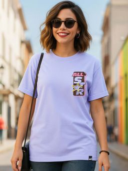 Bewakoof - Women's Baby Lavender All Star Printed Boyfriend T-Shirt
