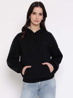 Guess - Brenda Black Solid Regular Fit Hoodie