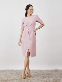SALT Attire - Afterglow Pink Draped Sheath Dress