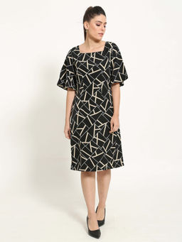 SALT Attire - Astoria Black Square Neck Flare Sleeves Dress