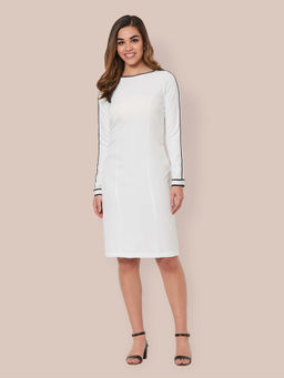 SALT Attire - Faithful White Contrast Piping Dress