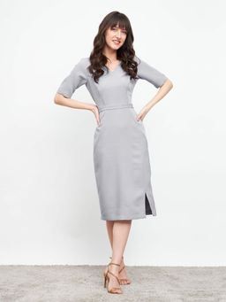 SALT Attire - Felicity Grey Panelled Sheath Dress