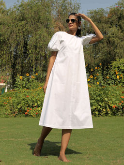 SALT Attire - Harmony White Contrast Details Dress