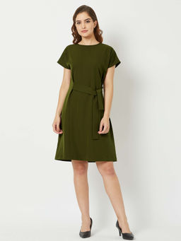 SALT Attire - Juniper Olive Drop Shoulder Dress