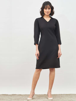 SALT Attire - Lofty Black Collared Shift Dress