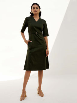 SALT Attire - Posy Olive A-Line Dress