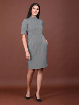 SALT Attire - Veronica Grey Knit High Neck Dress
