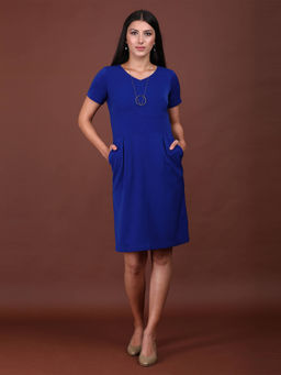 SALT Attire - Zircon Blue Casual Sheath Dress