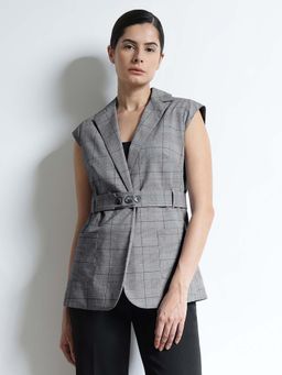 FableStreet - Notched Lapel Collar Vest Top - Black