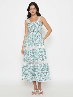 Madame - Laced Floral Printed Midi Dress