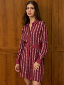 U.S. POLO ASSN. - Printed Mini Shirt Dress with Belt