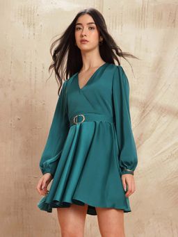 U.S. POLO ASSN. - Satin Fit and Flare Dress with Belt