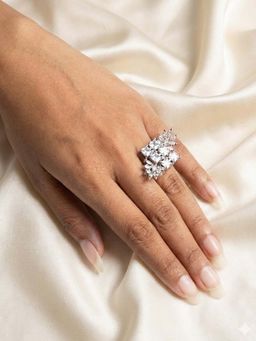 Adwitiya - White Pear-Shaped Diamond Halo Ring