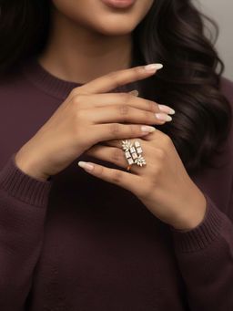Adwitiya - White Pear-Shaped Diamond Halo Ring