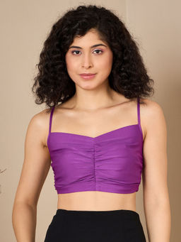 Kibo - Lycra Ruched Bustier Purple Crop Top