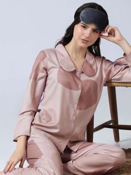 HOUSE OF COMFORT - Women Brown Printed Shirt with Pyjama
