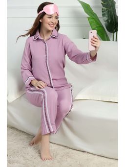 HOUSE OF COMFORT - Women Mauve Printed Shirt with Pyjama