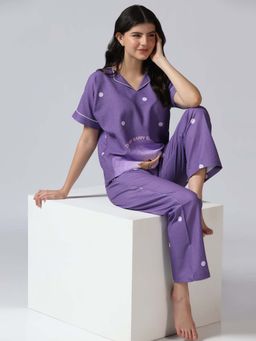 HOUSE OF COMFORT - Women Lavender Printed Top with Pyjama