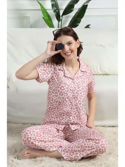 HOUSE OF COMFORT - Women Pink Printed Shirt with Pyjama