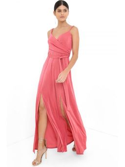Girls on Film - Pink Maxi Dress With Belt