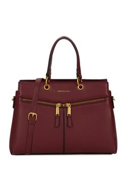 MIRAGGIO - Eugene Top Handle Satchel Bag With Detachable Strap - Wine
