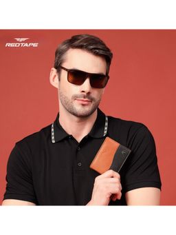 Red Tape - Mens Cognac Black Colorblock Genuine Leather Wallet