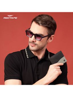 Red Tape - Mens Black Grey Colorblock Genuine Leather Wallet