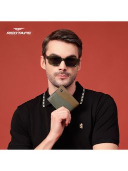 Red Tape - Mens Green Taupe Colorblock Genuine Leather Wallet