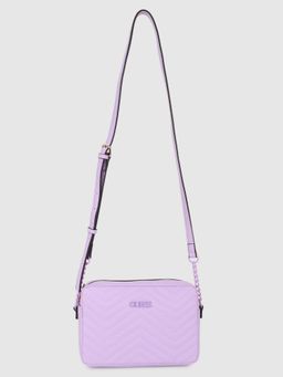 Guess - Women Lockhart Purple Zig-Zag Stitched Design Sling Bag