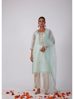 That Romeo - Ice Blue Organza Kurta With Pant And Dupatta