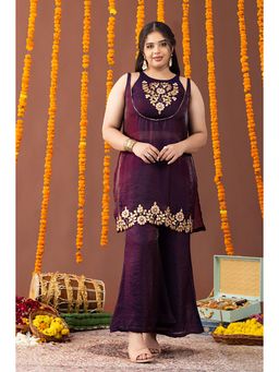 Mamicha - Purple Halter Neck Embroidered Co-Ord Set