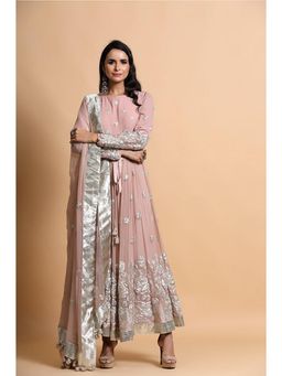 PALLAVI JAIPUR - Pink Anarkali Kurta With Pant And Dupatta