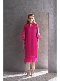 THE SILK LOVE - Pink Exquisite Bloom Blush Kurta With Pant
