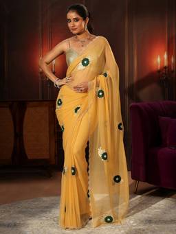 Libas - Sunshine Yellow Chiffon Saree